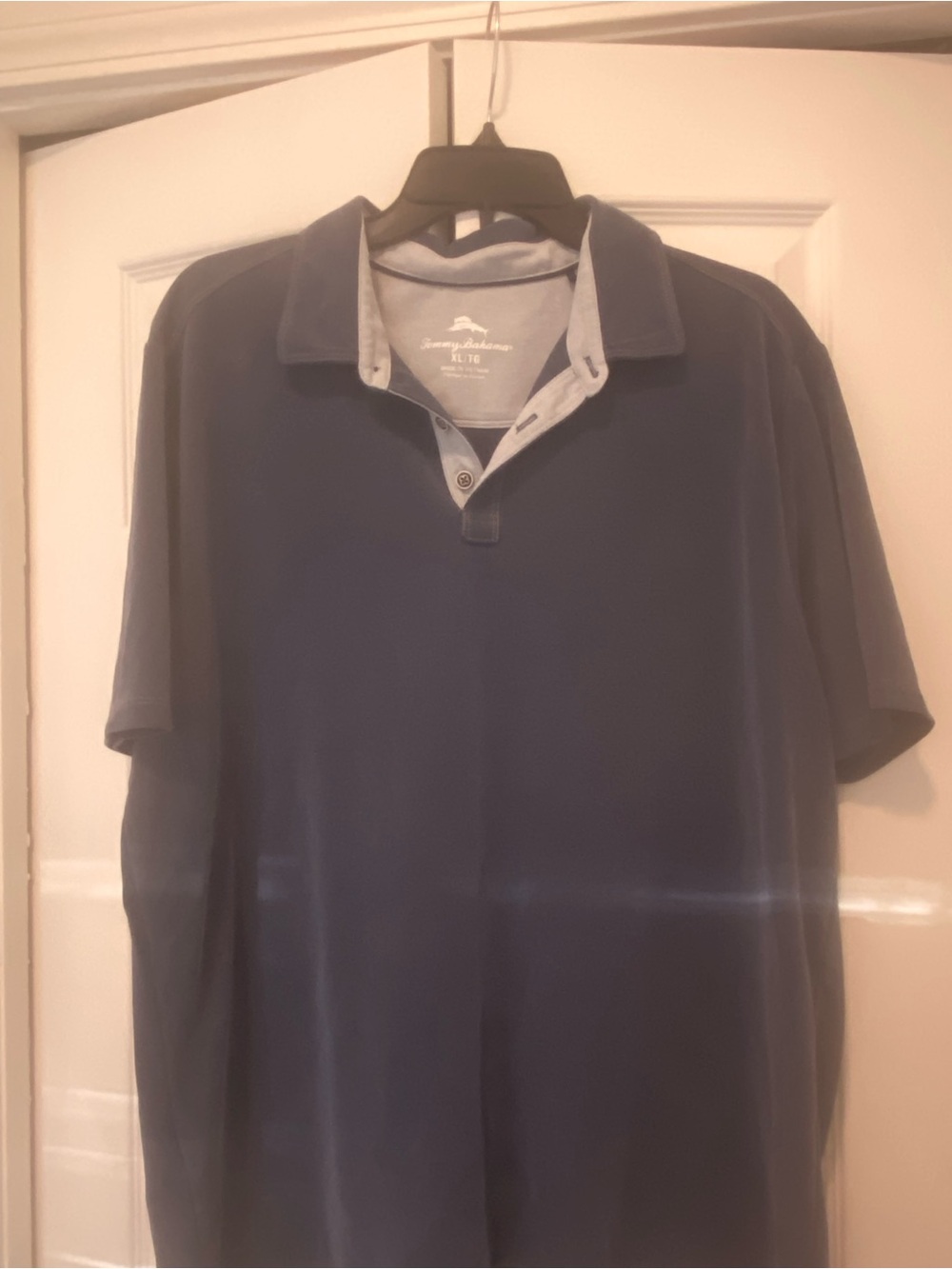 Tommy Bahama Navy Polo with Light Gray Contrast Trim